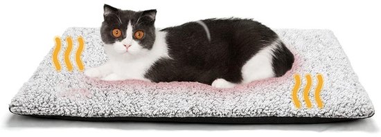 Zelfverwarmende Deken Voor Katten en Honden 60x45cm - Kattendeken Zachte - Warmtemat kat - Geluiddempend - Hondenmatten met Wasbaar Overtrek - Met Slipvrije Onderkant (Grijs