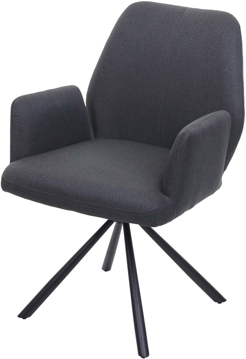 Eetkamerstoel MCW-H71, keukenstoel, fauteuil, stof/textiel, staal ~ donkergrijs