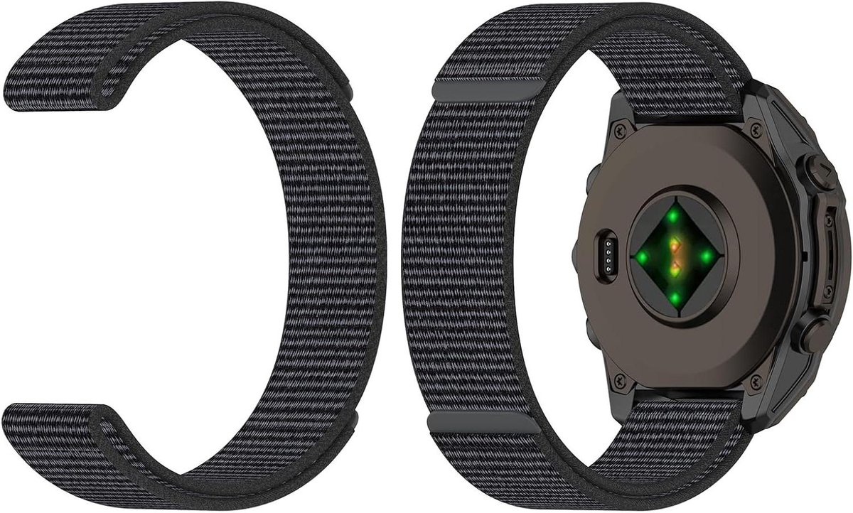 Nylon band voor Garmin instinct E 45 mm - Flexibele sport lus riem vervanging - Ademend en comfortabel - Heren en dames - Zwart