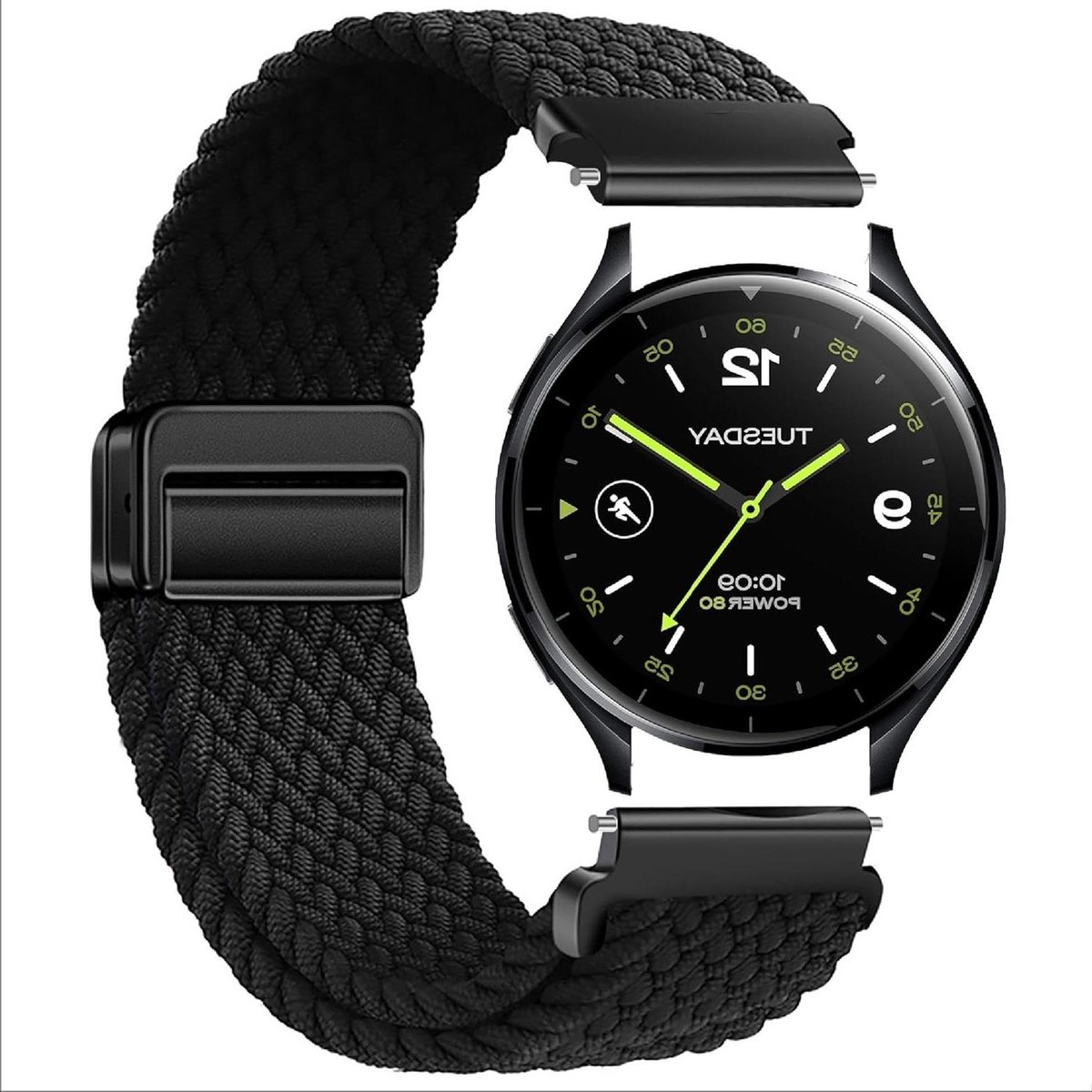 Band compatibel met Smartwatch 2, flexibele nylon gevlochten horlogeband, vervangende polsband - Zwart [Unisex]