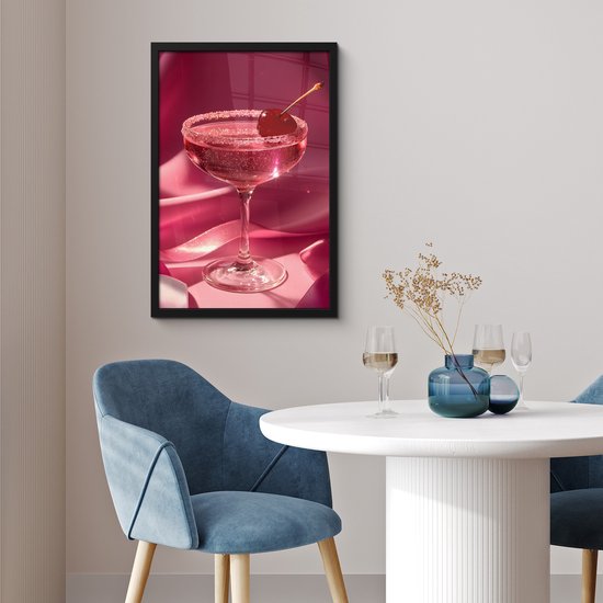 Affiche encadrée - Cadre photo 40x60 cm - Posters - Cocktail - Pink - Luxe - Cadre affiche noir - Décoration - Décoration murale salon - Décoration murale chambre