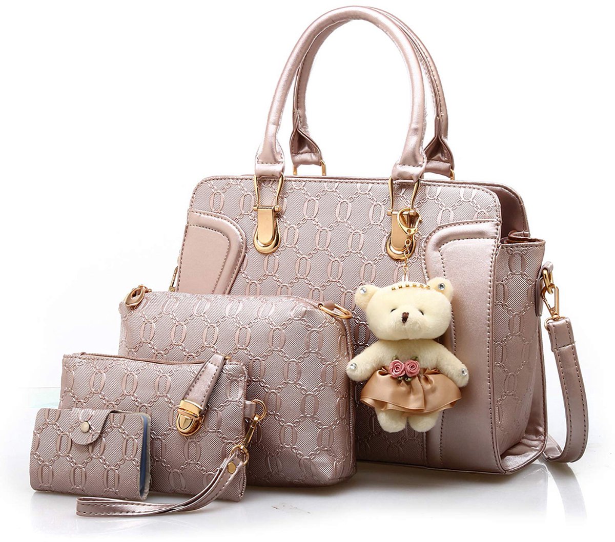 VierDeligSet-DamenHandtas-Goud-GrootVolume-BureauOffice