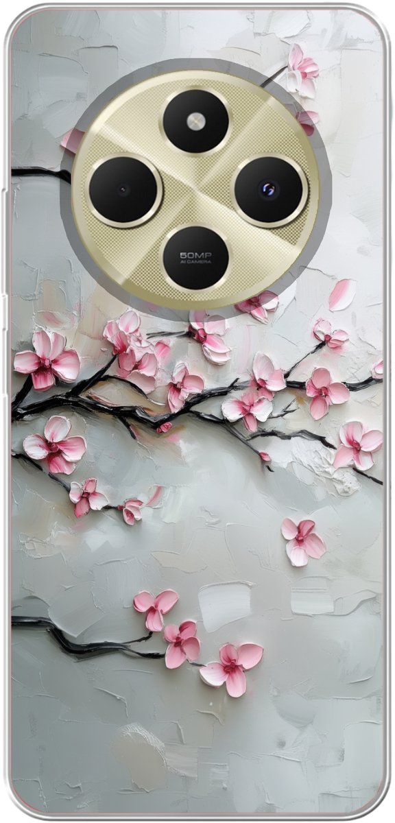 Telefoonhoesje Geschikt voor Xiaomi Geschikt voor Redmi 14C hoesje - Bloesem - Kunstzinnig - Roze - Sakura - Siliconen Telefoonhoesje Telefoonhoesje