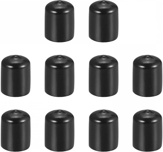 QUARKZMAN 15 stuks eindkappen van rubber 9/16 inch (15 mm) ID, voor ronde uiteinden van vinyl schroefdraad, zwart