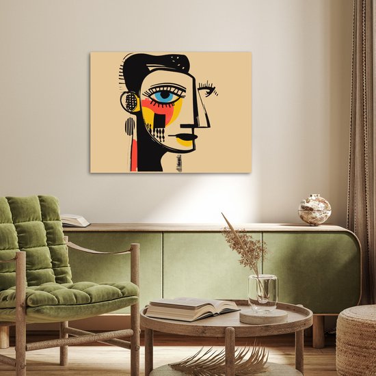Poster 80x60 cm - Geometrisch - Felle kleuren - Kubistische stijl - Posters - Kamer decoratie - Wanddecoratie woonkamer - Muurdecoratie slaapkamer