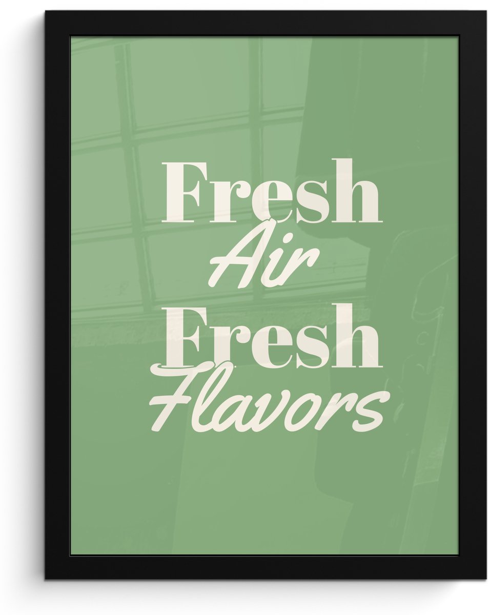 FrameYourWall Poster in lijst - Fotolijst 30x40 cm - Posters - Tekst - Groen - Sierlijk - Letters - Posterlijst zwart - Decoratie - Wanddecoratie woonkamer - Muurdecoratie slaapkamer