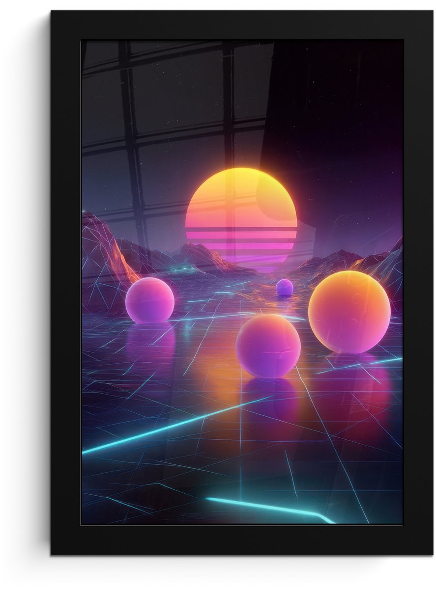 FrameYourWall Poster in lijst - Fotolijst 20x30 cm - Posters - Landschap - Bergen - Bollen - Licht - Posterlijst zwart - Decoratie - Wanddecoratie woonkamer - Muurdecoratie slaapkamer