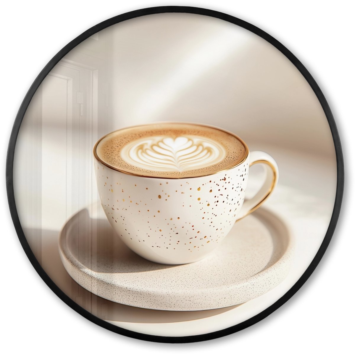 FrameYourWall Poster in lijst Rond - Fotolijst 80x80 cm - Posters - Cappuccino - Schuim - Schotel - Beige - Ronde posterlijst zwart - Decoratie - Wanddecoratie woonkamer - Muurdecoratie slaapkamer Cappuccino - Schotel
