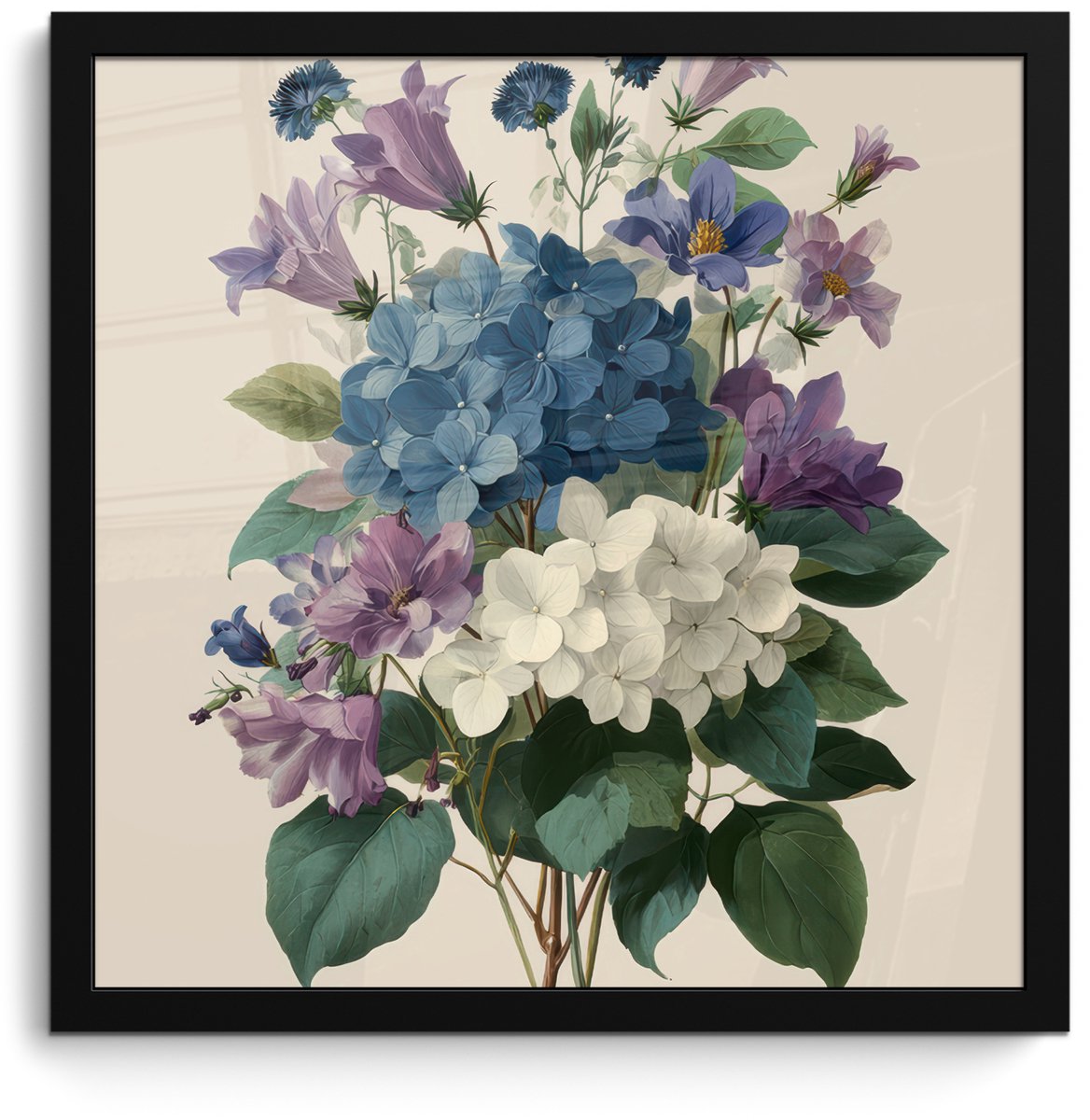 FrameYourWall Poster in lijst - Fotolijst 40x40 cm - Posters - Bloemen - Gedetailleerd - Rust - Realistisch - Posterlijst zwart - Decoratie - Wanddecoratie woonkamer - Muurdecoratie slaapkamer