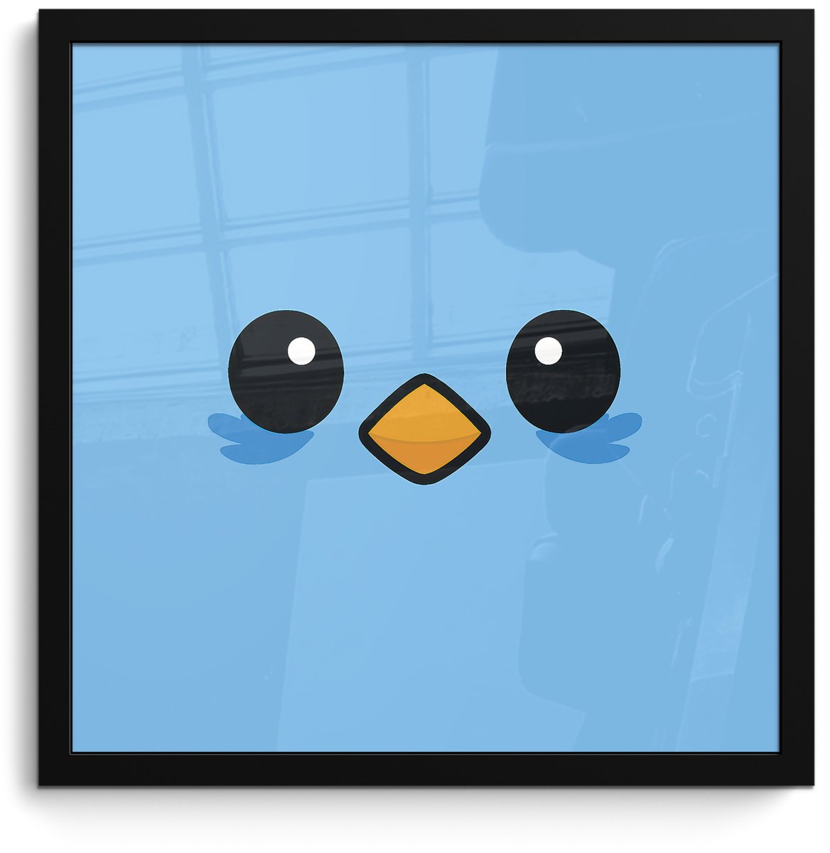 FrameYourWall Poster in lijst - Fotolijst 40x40 cm - Posters - Vogel - Blauw - Eenvoudig - Posterlijst zwart - Decoratie - Wanddecoratie woonkamer - Muurdecoratie slaapkamer
