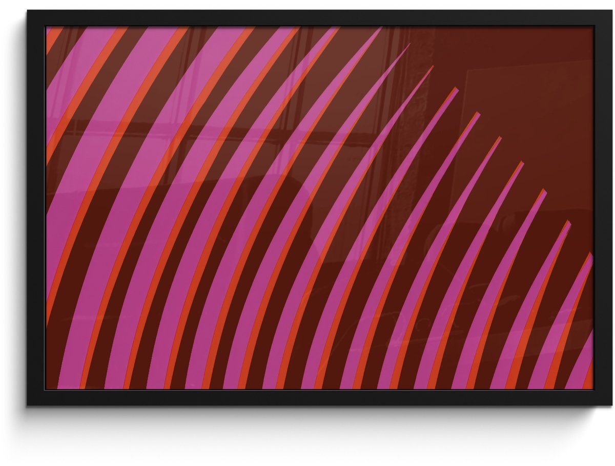 FrameYourWall Poster in lijst - Fotolijst 60x40 cm - Posters - Lijnen - Rood - Beweging - Posterlijst zwart - Decoratie - Wanddecoratie woonkamer - Muurdecoratie slaapkamer
