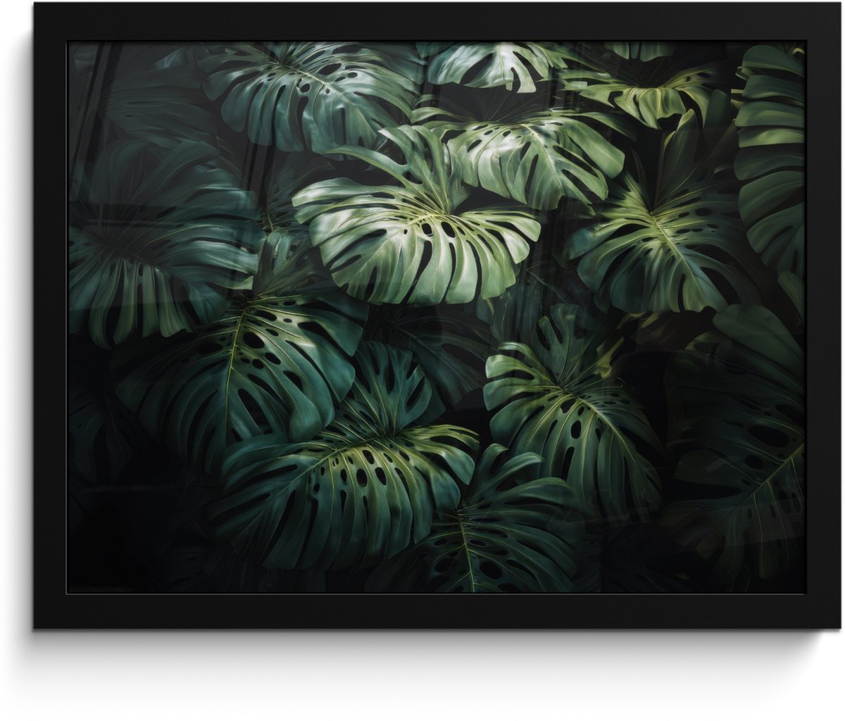 FrameYourWall Poster in lijst - Fotolijst 40x30 cm - Posters - Plant - Monstera - Lichtinval - Posterlijst zwart - Decoratie - Wanddecoratie woonkamer - Muurdecoratie slaapkamer Bladeren - Glad