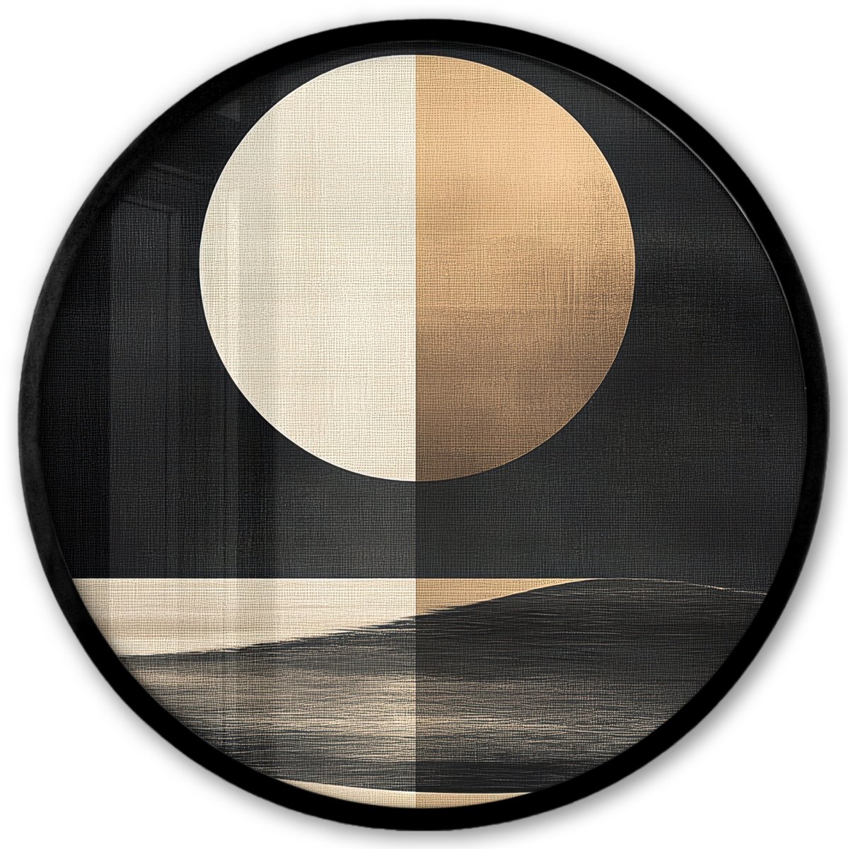 FrameYourWall Poster in lijst Rond - Fotolijst 40x40 cm - Posters - Maan - Cirkel - Goud - Ronde posterlijst zwart - Decoratie - Wanddecoratie woonkamer - Muurdecoratie slaapkamer