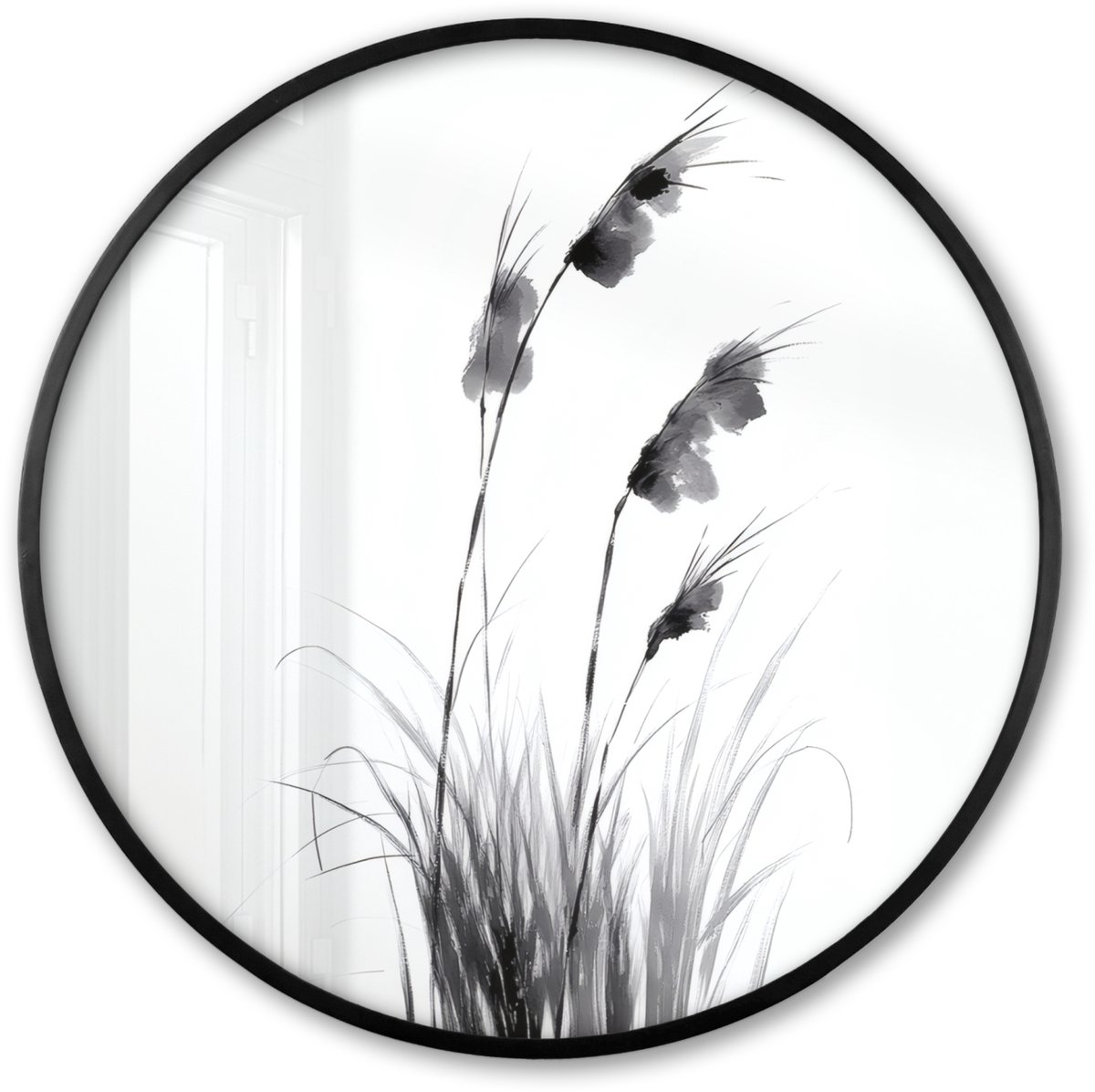 FrameYourWall Poster in lijst Rond - Fotolijst 80x80 cm - Posters - Minimalistisch - Stelen - Wit - Ronde posterlijst zwart - Decoratie - Wanddecoratie woonkamer - Muurdecoratie slaapkamer Stelen - Minimalistisch