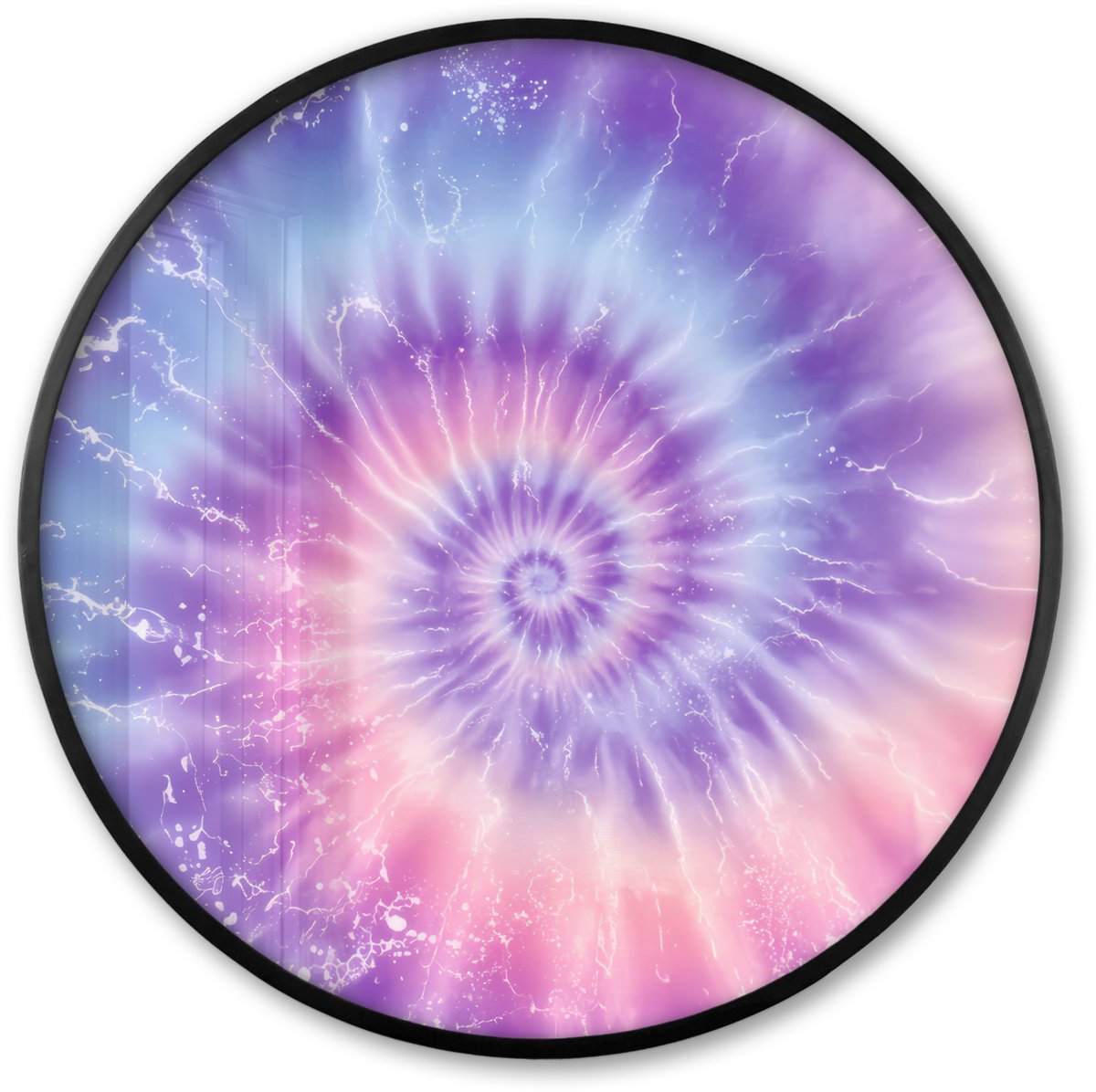 FrameYourWall Poster in lijst Rond - Fotolijst 80x80 cm - Posters - Pasteltinten - Paars - Spiraal - Marmer - Ronde posterlijst zwart - Decoratie - Wanddecoratie woonkamer - Muurdecoratie slaapkamer