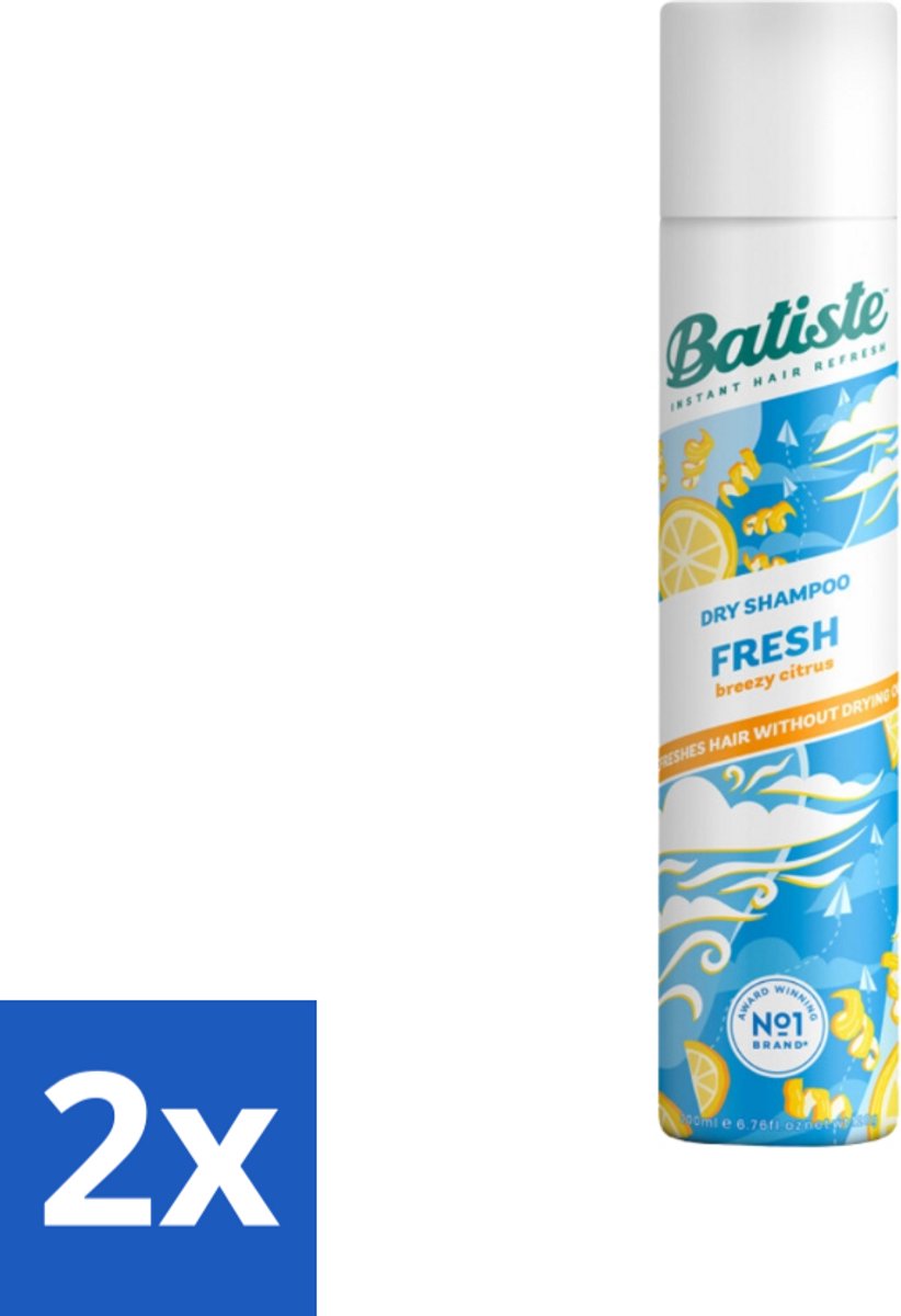 2 x Batiste - Fresh - Droogshampoo - Koele en Schone Geur - Verfrist en Geeft Grip - 200ml - Droogshampoo - Haarverfrissers - Frisse Geur - Koele Geur - Haar Styling