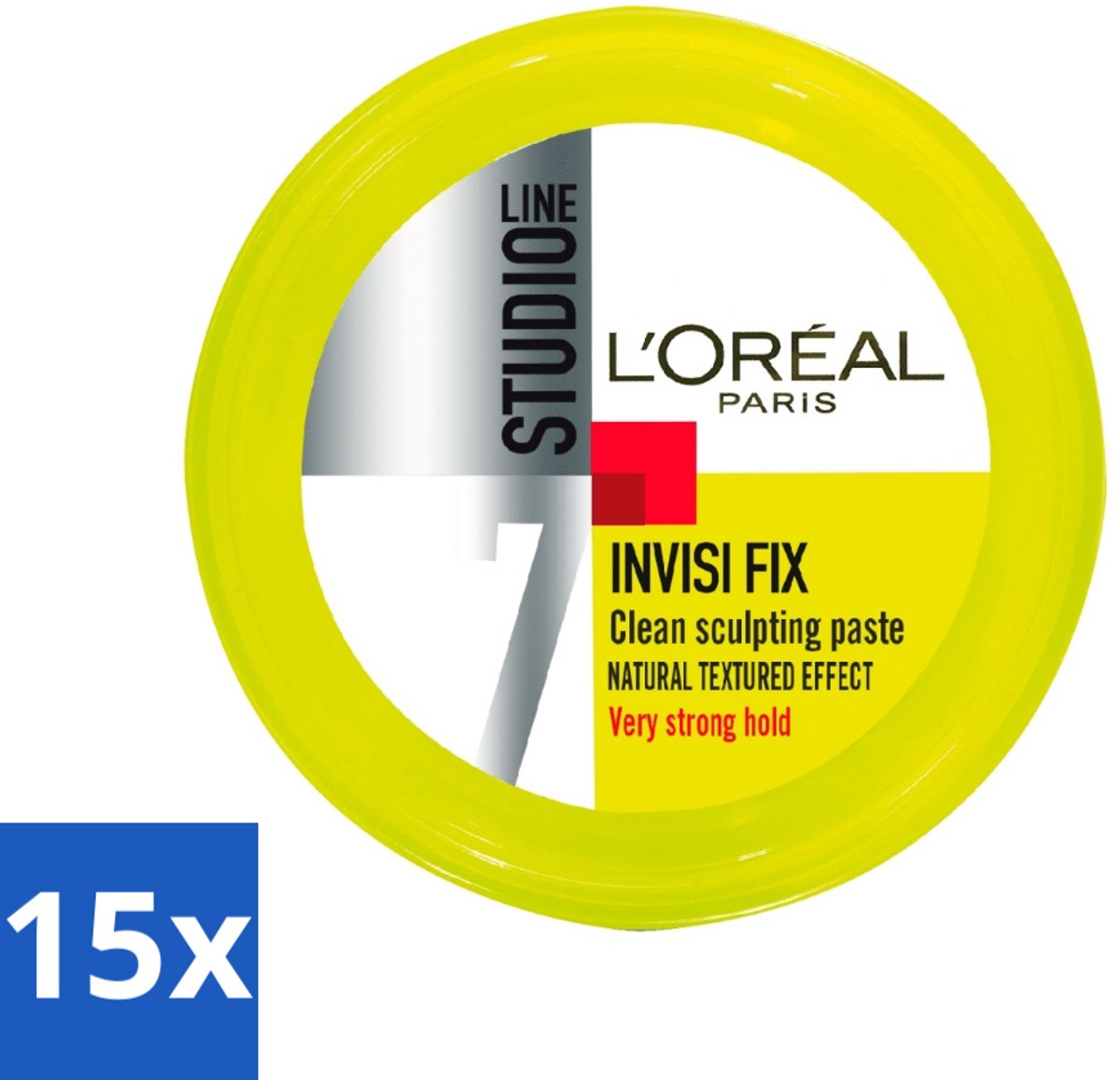 15 x L'Oréal Studio Line Invisi Fix Clean Sculpting Paste 75 ml - Gel Paste - Wax Paste - Haar Fixatie - Warrige Look - Gezond Haar