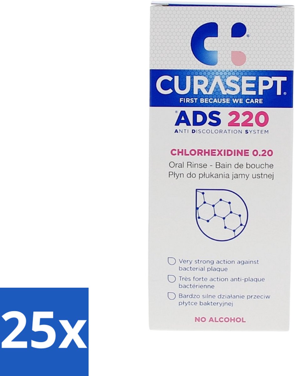 25 x Curasept Mondspoeling 0,20% CHX 200 ml - Mondspoeling - Chloorhexidine - Anti-discoloration - Mondverzorging - Parodontitis