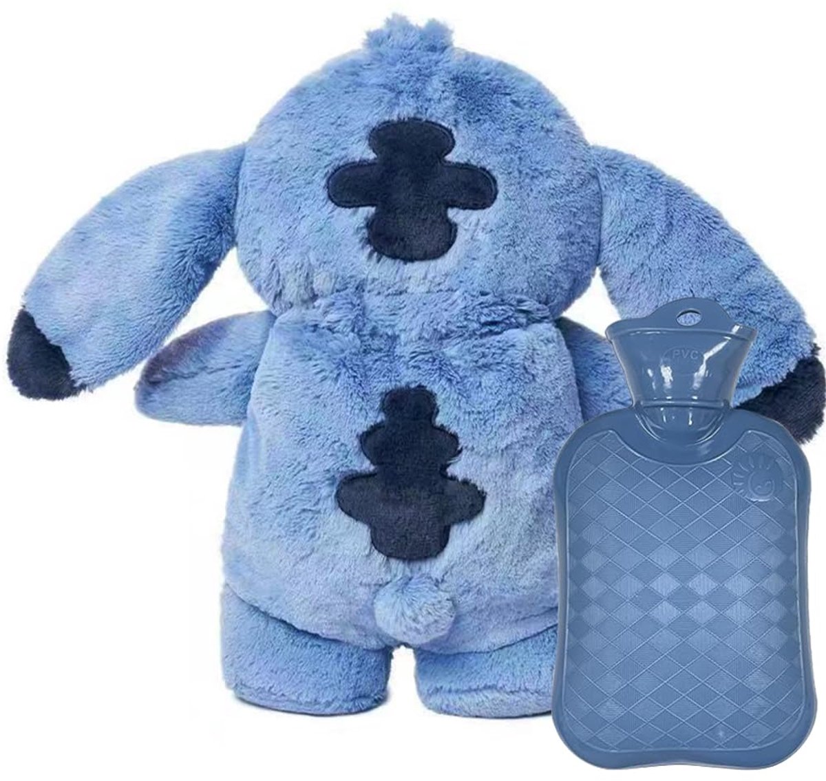 Unyqoos® Pluche en Kindvriendelijke Warmwaterkruik met Wasbare Hoes in Blauw
