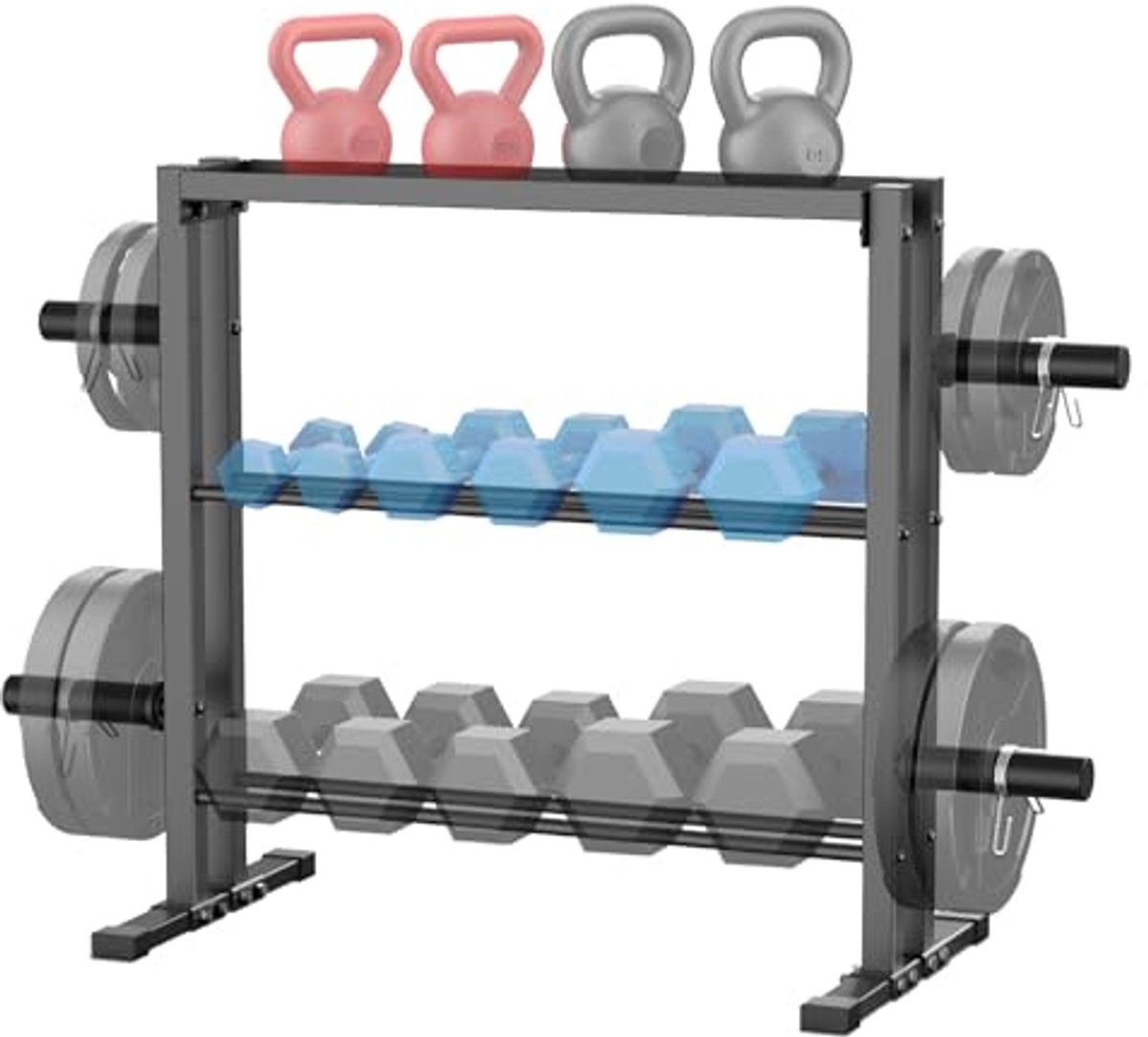 3-laags halterrek voor gewichten en fitnessaccessoires