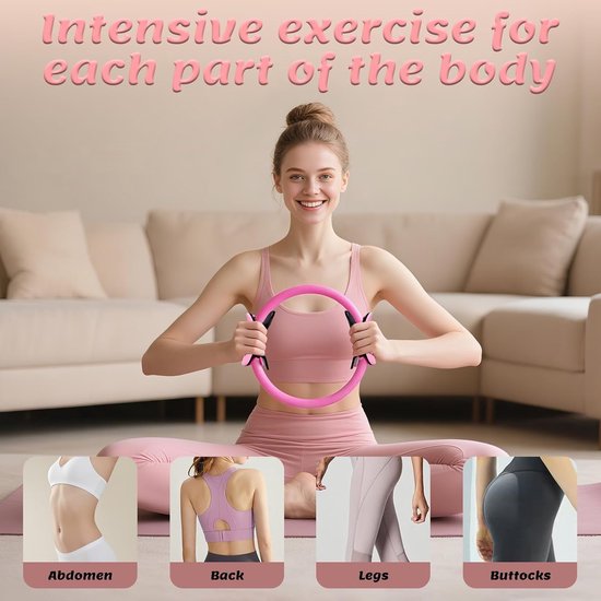 13 Stuks Pilates uitrustingset voor dames - Yoga & Fitness Set - Pilates-trainingsset voor thuis - thuisgymset - Oefenbanden - Weerstand Band - oefenbal - yogaset voor beginners met pilatesring, 24 cm yogabal, 5 weerstandsbanden, magische cirkel van Merkloos — afbeelding 5