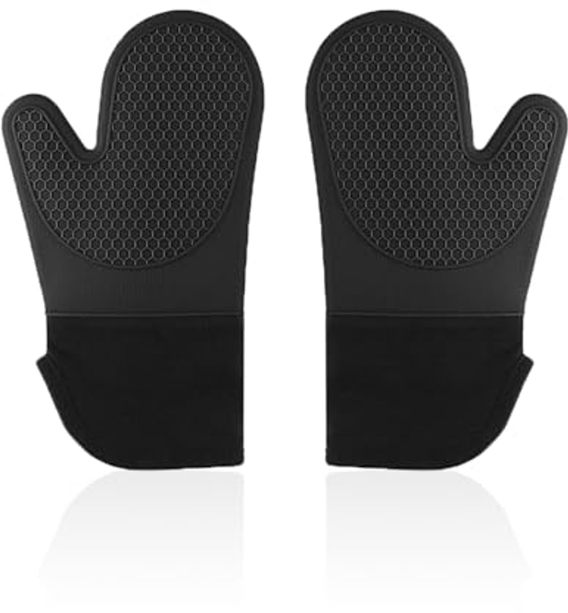 Hittebestendige silicone ovenwanten voor in de keuken - zwart