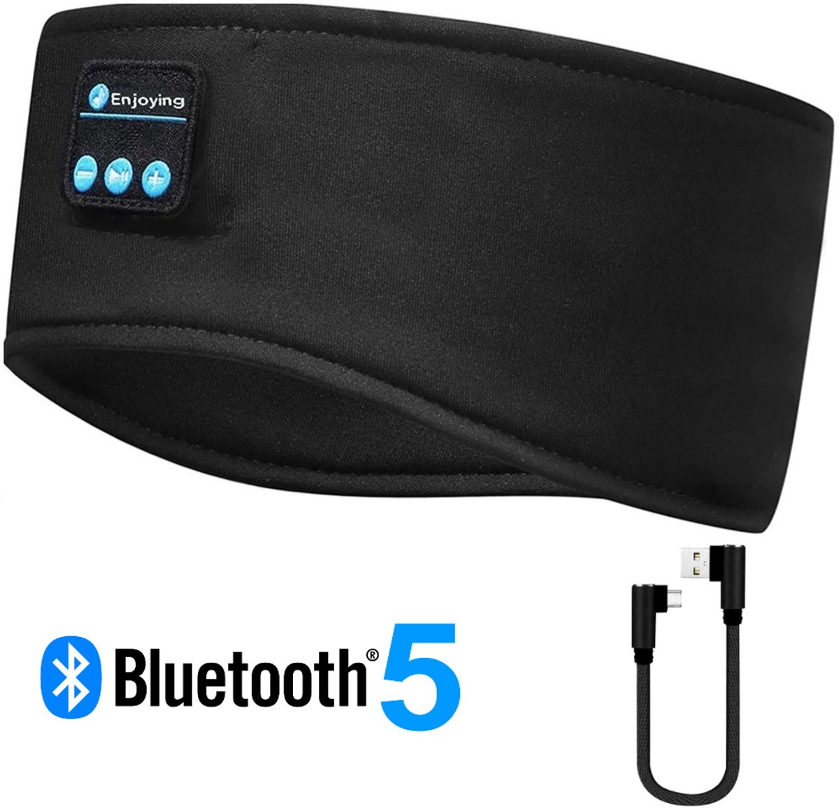 BlueTime - Slaapmasker - Hoofdband Bluetooth - Draadloze Hoofdtelefoon - Slaaphulpmiddel - Slaap masker - Slaapmasker Bluetooth - Slaapmasker Vrouwen - Hoofdband - Zweetband Hoofd - Zwart