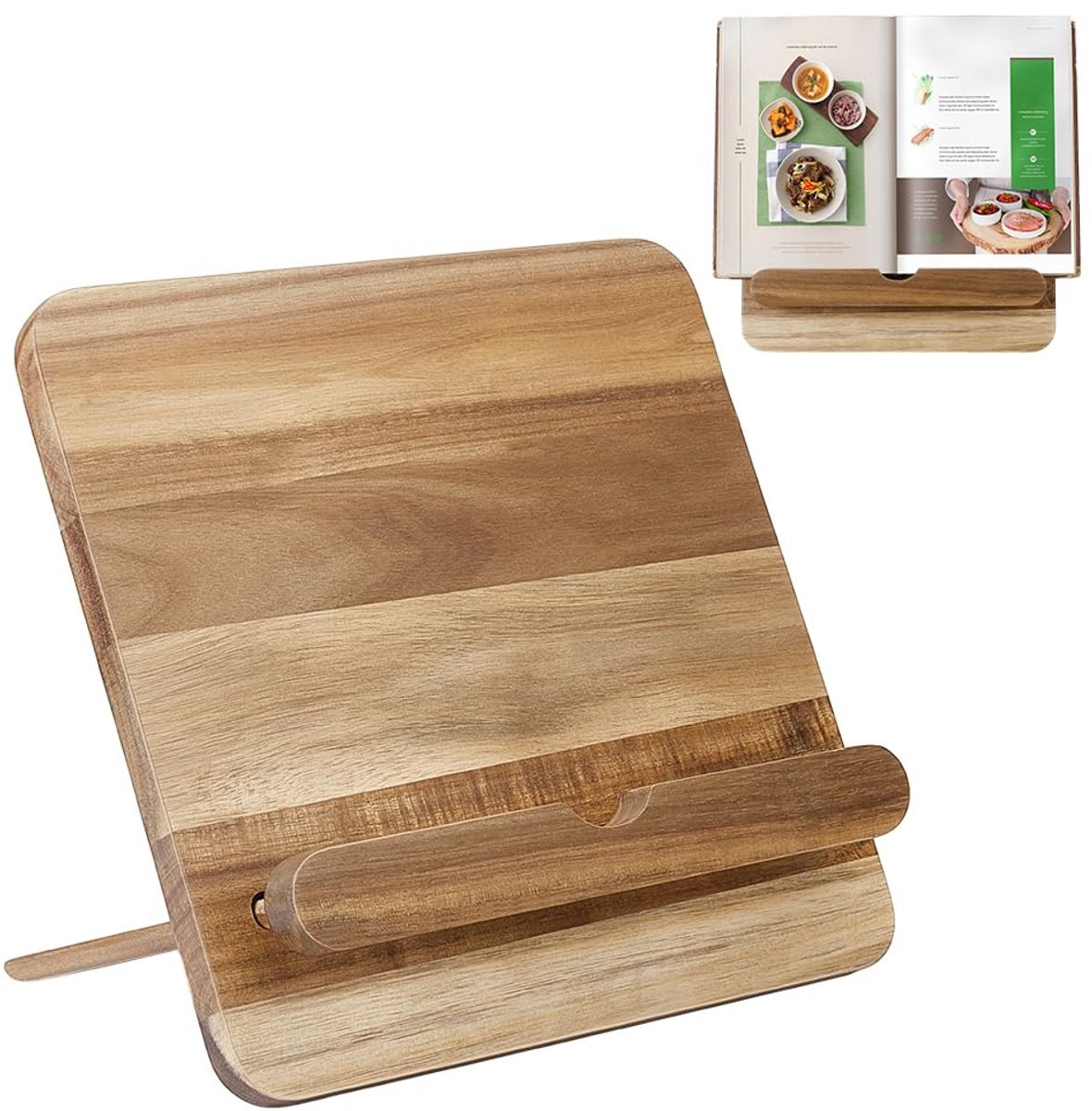 Azomor® Houten standaard voor kookboeken en tablets voor eenvoudig koken