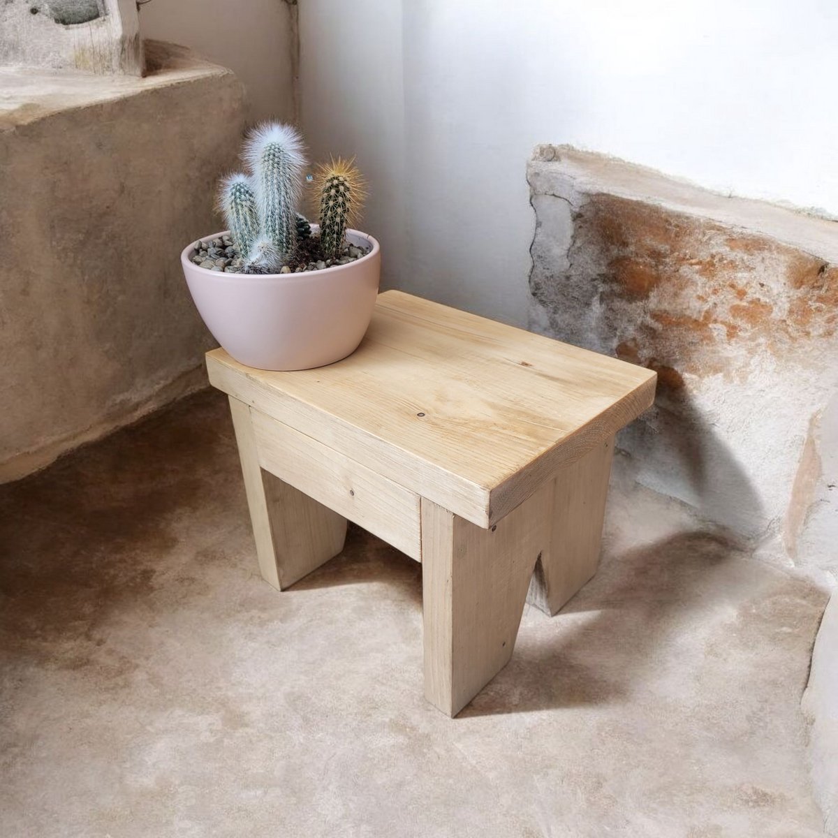 AGDESIGN - eiken hout - Kinderkrukje – Opstapje & Decoratief Meubel Stevig Houten Opstapje voor Kinderen – Ook als Decoratie