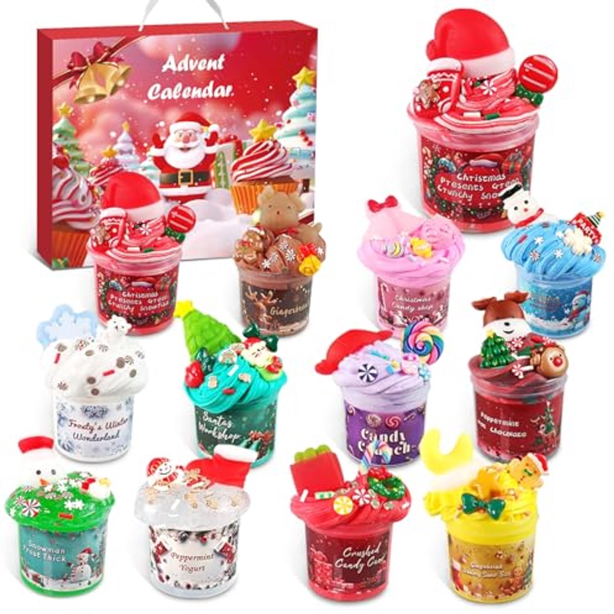 Slime Adventskalender voor Kinderen - 12 Kerstthema Slimes en Decoratie Onderdelen