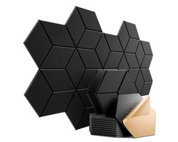 Geluidsisolatie - Geluidsabsorberende panelen - Zelfklevend & Snijdbaar - Hoge dichtheid polyester - Zwarte Y-vorm - 12 panelen set - Geschikt voor studio en huis