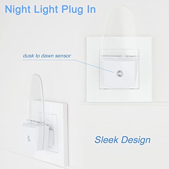 2 Stuks LED Nachtlampje voor Badkamer, Keuken en Hal - Automatisch Aanzetten in de Ochtenden, 0,5 W van Merkloos — afbeelding 5