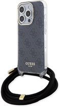 Guess 4G Printed Crossbody Back Case - Geschikt voor Apple iPhone 15 Pro (6.1") - Zwart