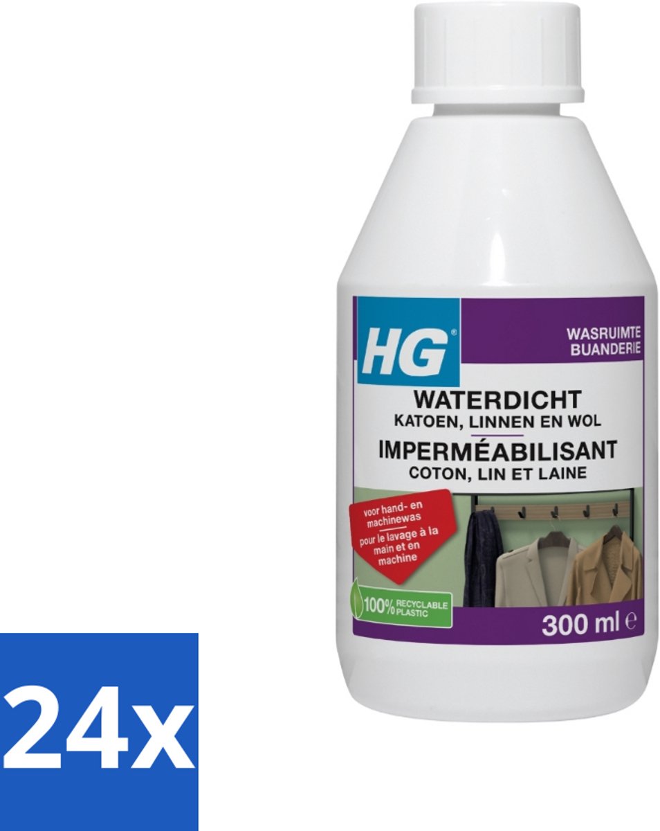 24 x HG Waterdicht katoen Voor Linnen, Wol & Gemengde Textielsoorten 300 ml - Waterdicht Maken - Katoen Waterdicht - Linnen Waterdicht - Wol Waterdicht - Textiel Waterdicht