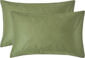 Kussensloop bio Homescapes 50 x 75 cm – Set de 2 – Vert mousse – 100 % satin de Katoen égyptien – 400 fils au pouce carré