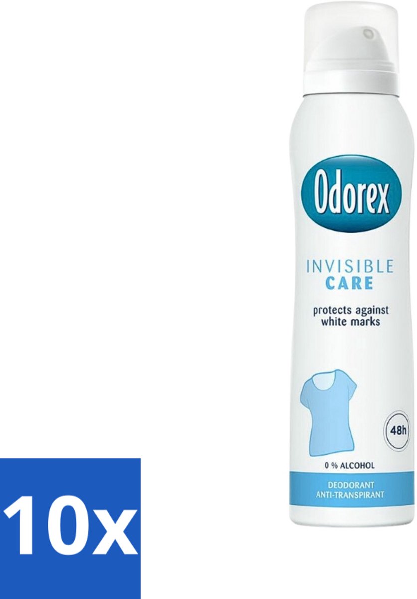 10 x Odorex Deodorant Spray Invisible Care 150 ml - Onzichtbare Bescherming - Zweetvermindering - Geurvermindering - Huidvriendelijk - Frisheid