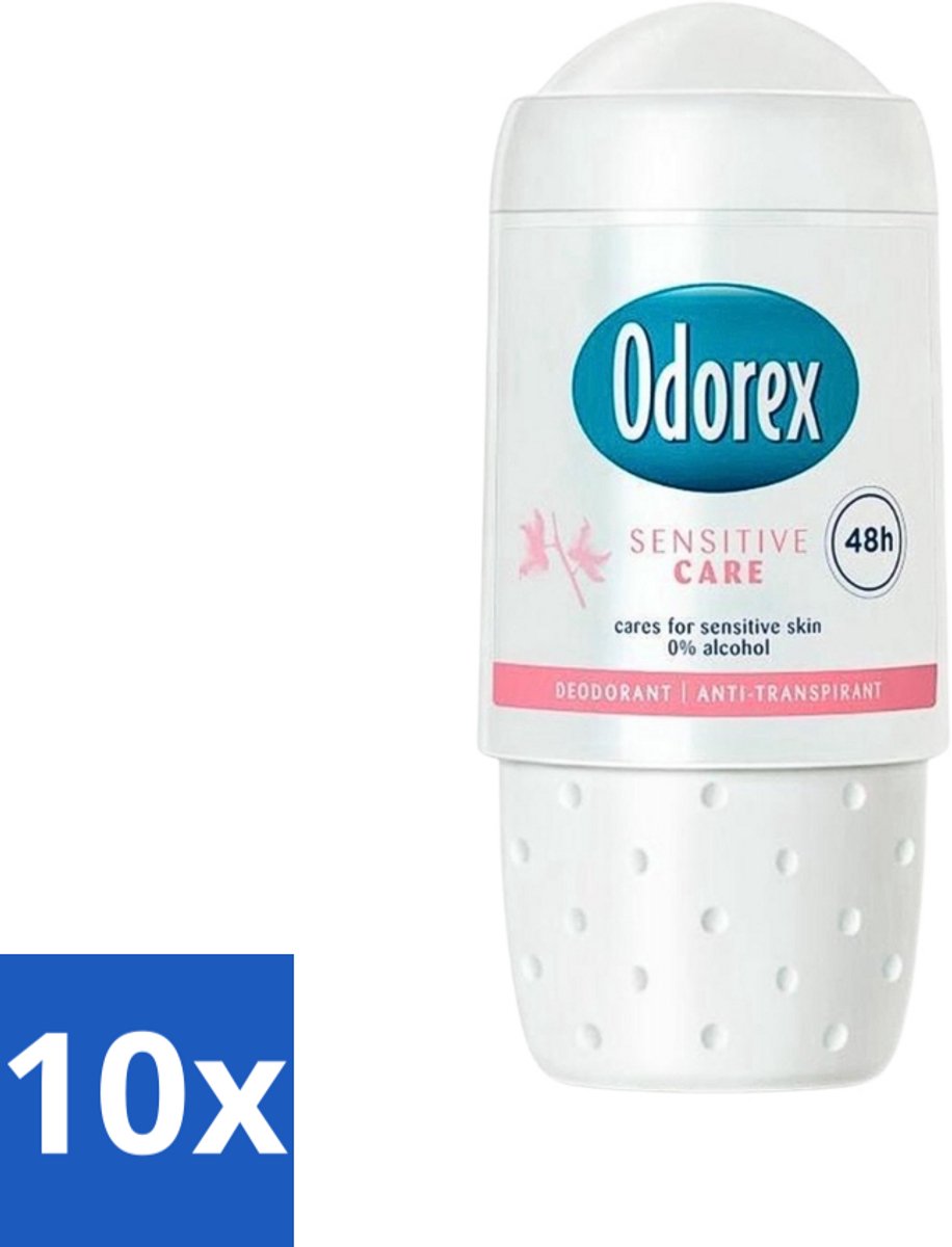 10 x Odorex - Deodorant Roller - Sensitive Care - Huidvriendelijk - 50 ml - Voordeelverpakking - 10 stuks