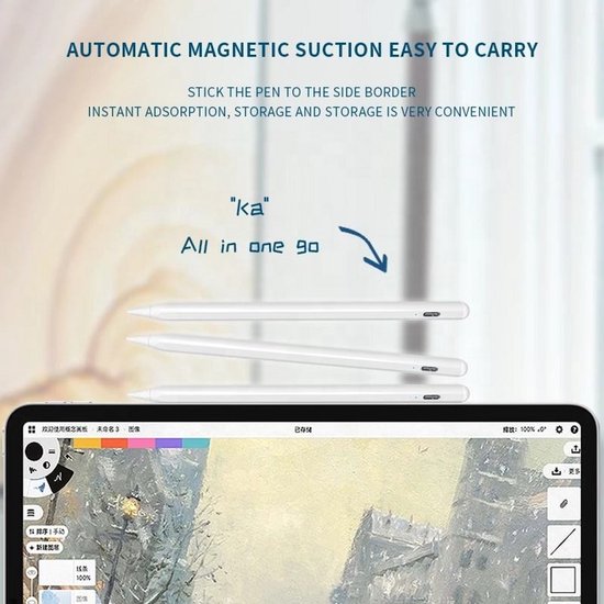 Capacitieve iPad-pen met batterij-indicator en snel opladen van Merkloos — afbeelding 4
