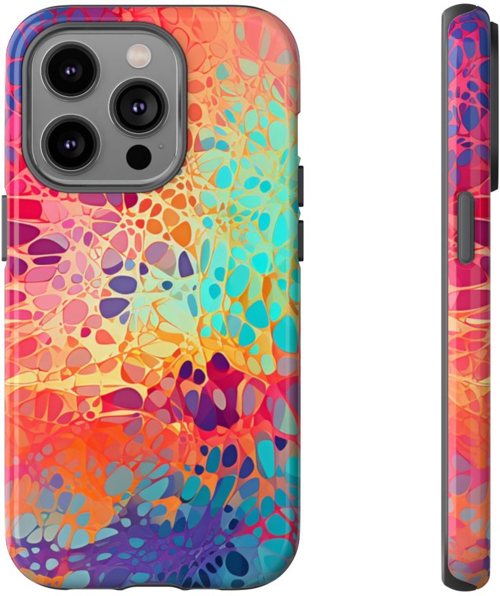 Veelkleurig Abstract Organisch Patroon – Telefoonhoesje Geschikt voor iPhone 14 Pro