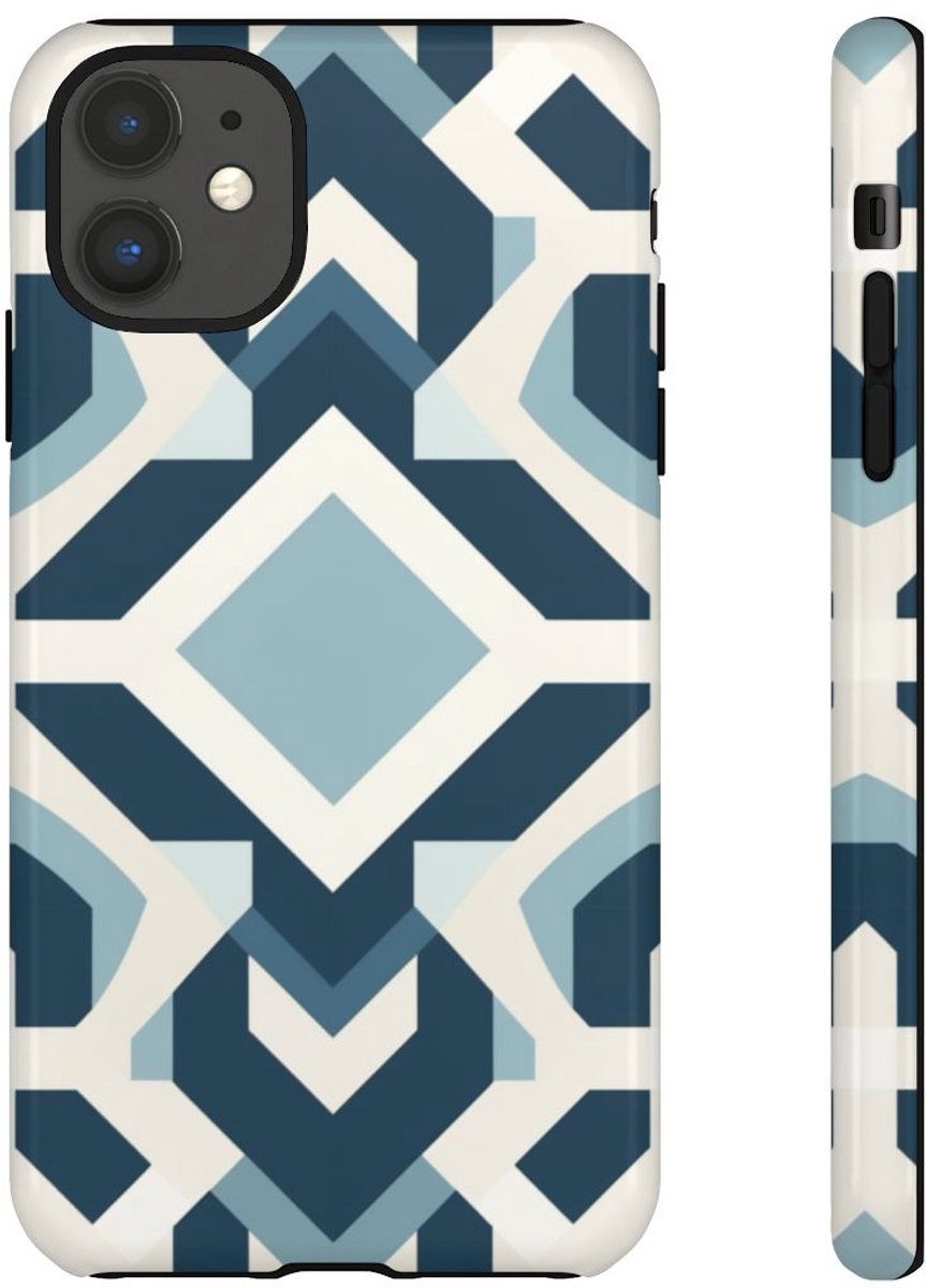 Blauw Geometrisch Patroon – Telefoonhoesje Geschikt voor iPhone 11
