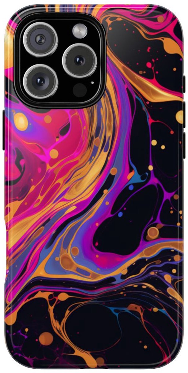 Psychedelisch Neon Marmerpatroon – Telefoonhoesje Geschikt voor iPhone 16 Pro Max