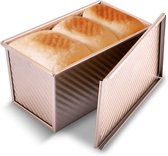 Melkbroodpan - Hoge Hittebestendige Broodpan met Deksel | Gealuminiseerde non-stick Toastbox voor Oven Bakken, Thuis Keuken Brood Bakvorm Cake Toast Brood Vorm, Keuken Bakvormen Sets voor Sandwich
