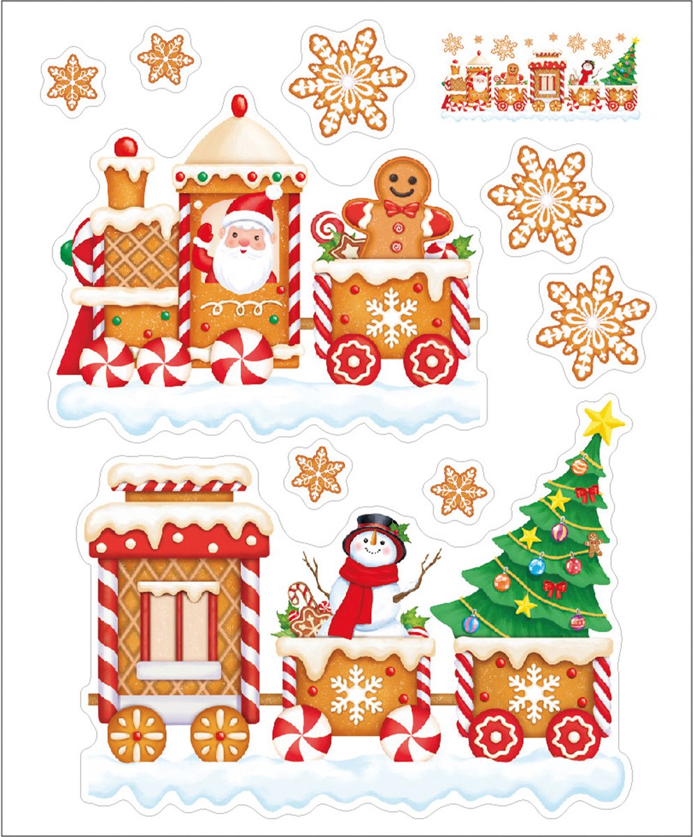 Anna's Collection Kerst raamstickers peperkoek mannetje - vel van 34 x 28 cm - raamdecoratie - raamversiering