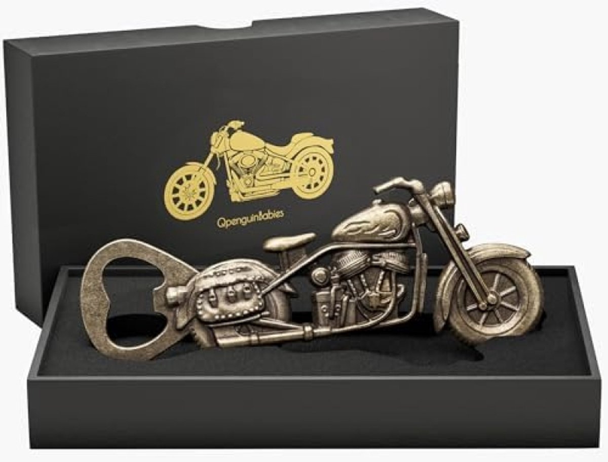 Vintage Motorfiets Flesopener - Uniek Geschenk voor Mannen, Bierliefhebbers en Motorrijders - Duurzaam Metalen Cadeau voor Vaderdag, Verjaardag of Kerst