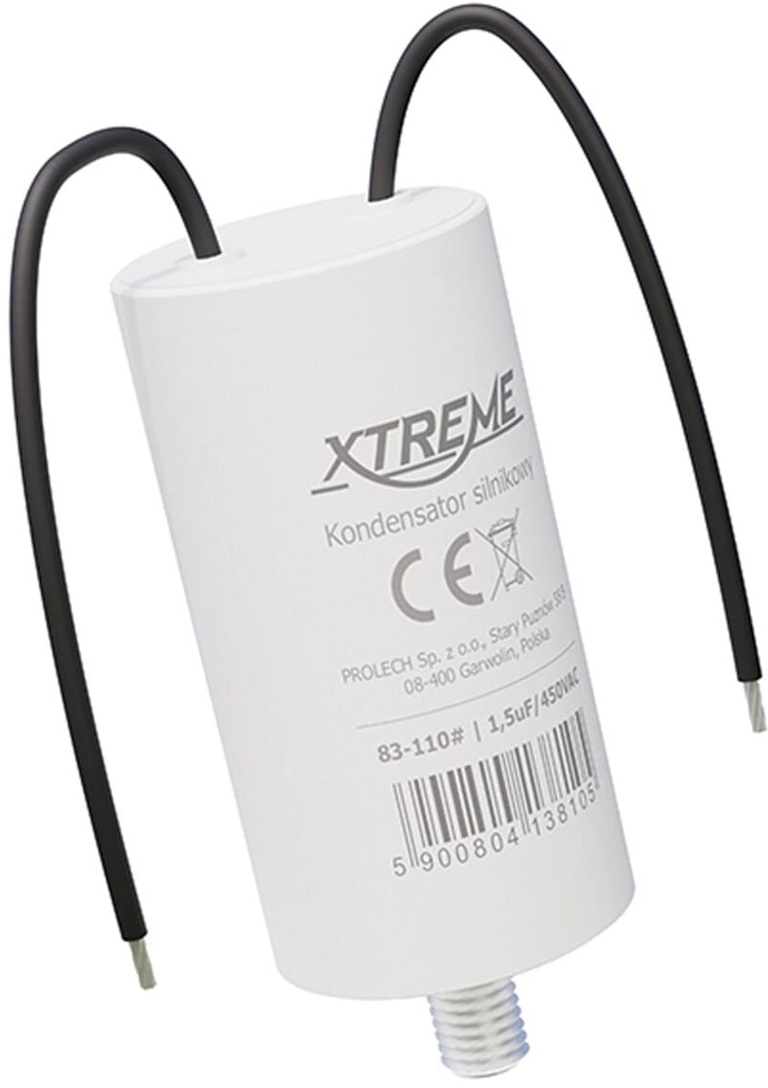 XTREME Motorcondensator 1.5µF 450V AC - Condensator met Kabels - Start/Bedrijf