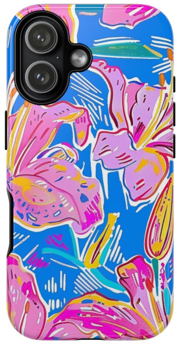 Felroze en Gele Bloemenprint – Telefoonhoesje Geschikt voor iPhone 17