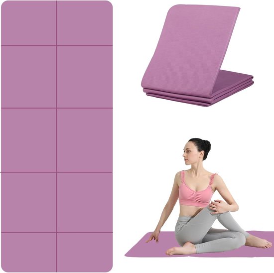Yogamat - Yoga Mat - Fitnessmat - Opvouwbare Yogamat - Tpe Oefening Pilates mat - Sportmat voor Pilates - Gymnastiek en Sport Sportmat voor Pilates - 183 x 61 cm - 6 mm Dik