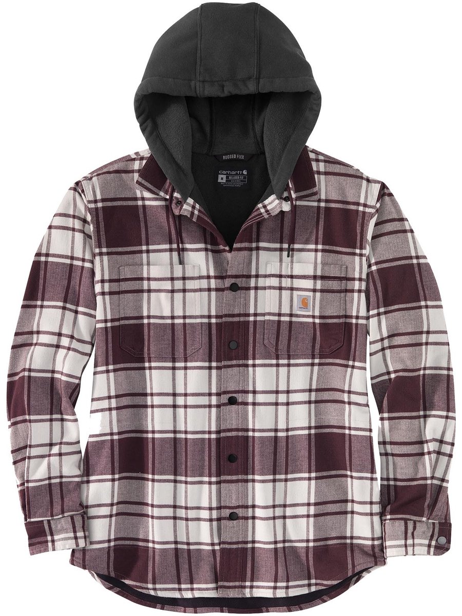 Carhartt Jacke Flannel Fleece Lined Hooded Shirt Jac Malt-2XL Beige