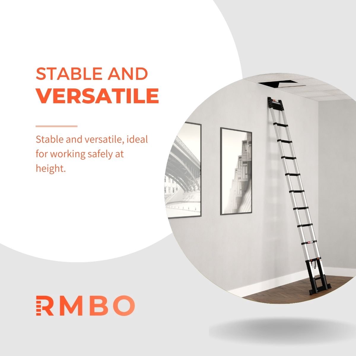 RMBO Telescopische Ladder - Telescoopladder - 4.40m lang, Compact en Draagbaar met Soft Closing Systeem, Geschikt voor Particulier en Professioneel Gebruik, Telescopische Vouwladder, Max. Belasting 150 kg, EN 131.6 – foto 4