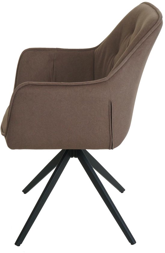 Set de 6 chaises de salle à manger MCW-L80, chaise de cuisine rembourrée avec accoudoirs, pivotante, métal tissu/textile ~ marron